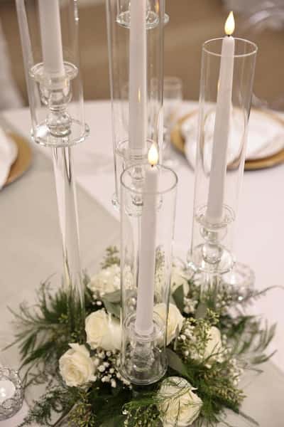 Place settings for the candles