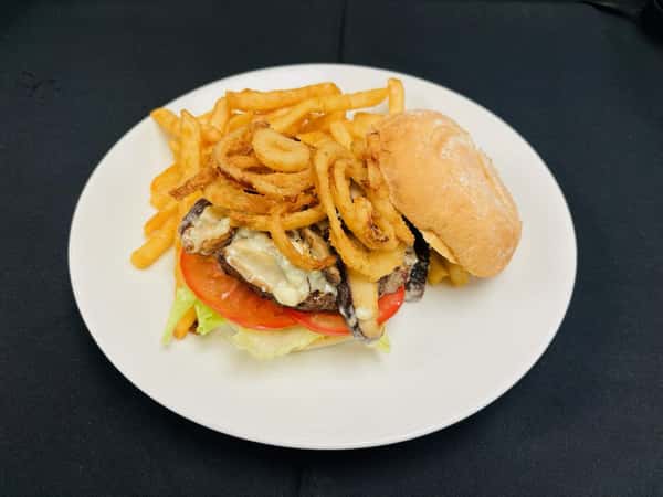 Blue Cheese Burger with Shiitake Mushrooms