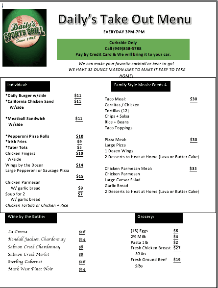 Updated Menu