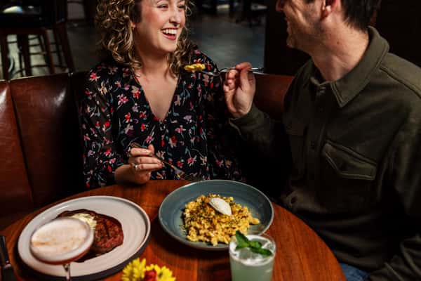 couple sharing Valentine's Day meal