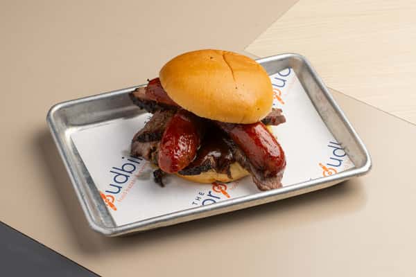 Brisket & Spicy Texas Red Hot Beef Link Sandwich