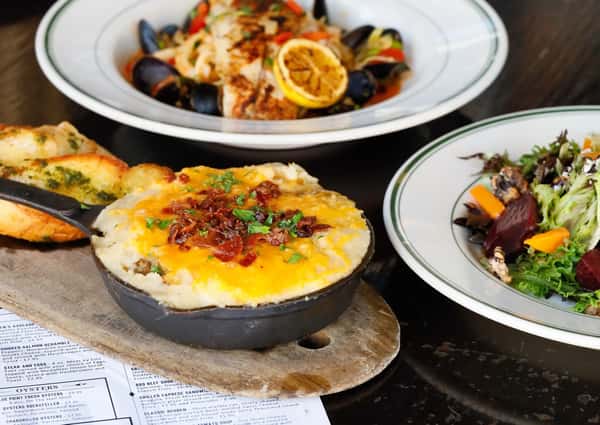 Baked dish with sauces