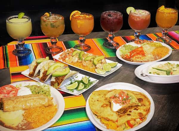 Mexican foods and margaritas