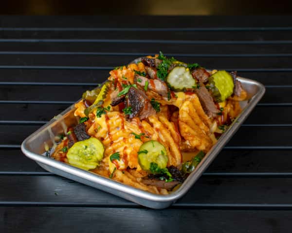 Texas Style Brisket Fries Main Menu Smoke and Fire Social Eatery Family Style Restaurant in CA