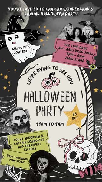 Can Can Wonderland's Annual Halloween Party Flyer