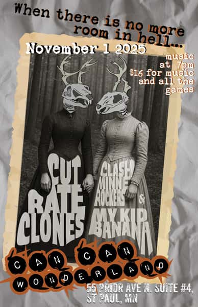 Cut Rate Clones with My Kid Banana and Clash Minne Rockers Flyer for Ska/Punk Lineup