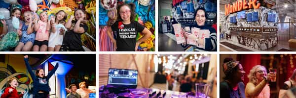 Photo montage of various different group events at Can Can Wonderland