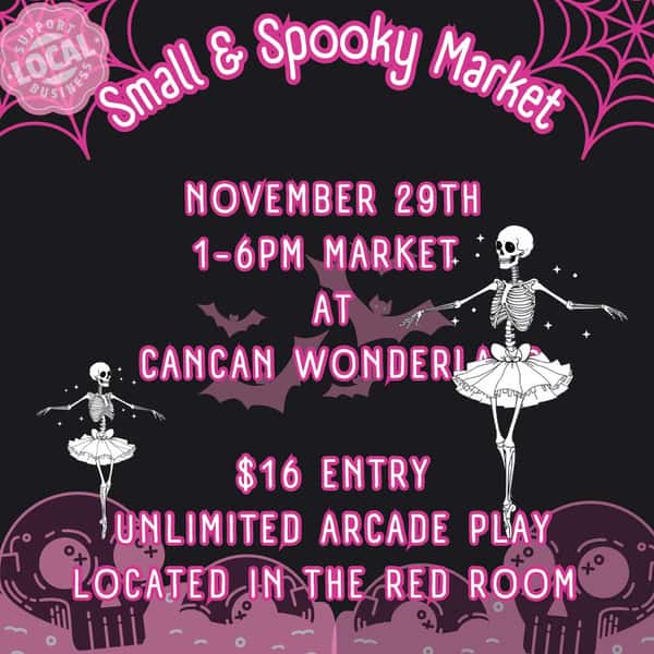 flyer for small and spooky market on saturday november 28th
