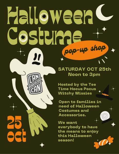 Flyer for Can Can Wonderland's Halloween Pop Up Shop on October 25, 2025