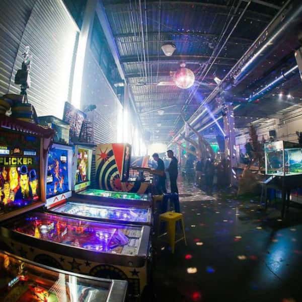 Can Can Wonderland boardwalk at night time with disco ball