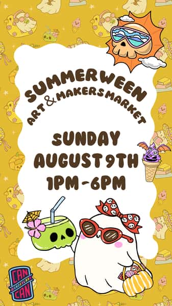 Laughing Bat Markets presents SUMMERWeen themed art and maker's market on August 9th at Can Can Wonderland