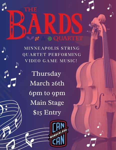 The Bards Quartet Thursday March 26th 6pm to 9pm Main Stage $15 Entry