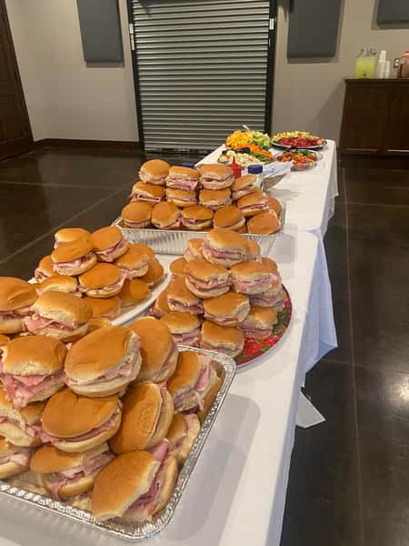 stacks of sandwiches for catered event