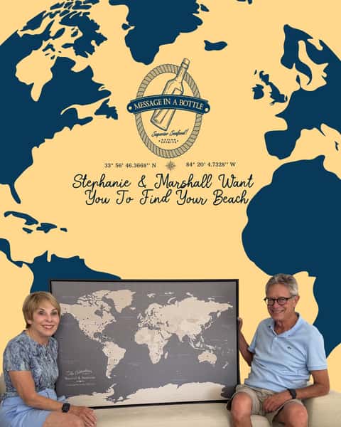 ⚓️Message In A Bottle’s mission is to bring the beach to you, and it’s just as important to adventure to find your beach ✈️🏝️
David’s parents, Stephanie & Marshall Abes have spent their years together traveling the world! 🩵 For their anniversary, they gifed Message with an incredible pin map of their travels 📍🗺️
Check out all their incredible adventures featured at our private dining table! Hope to see you this weekend at Message In A Bottle
#findyourbeach #liveyourDASH #funwoody #atlseafood