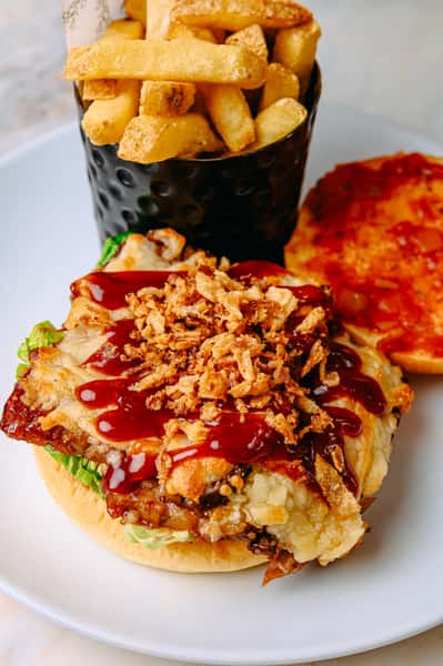 BBQ cheesy Beef Brisket Burger