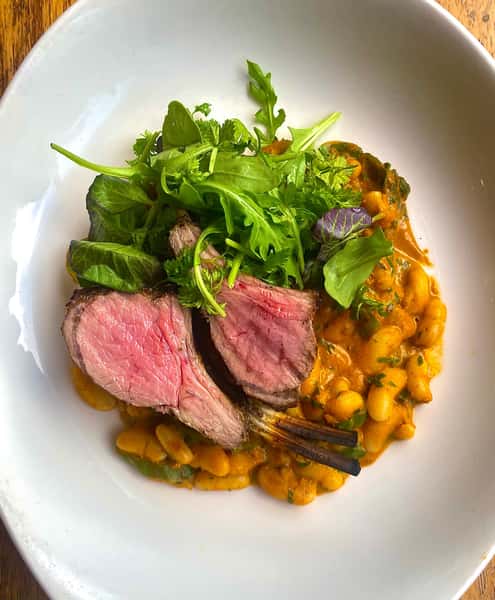 Tonight’s Chef Special: Grilled Lamb Rack perfectly paired with white beans & shishito peppers, hazelnut romesco, and watercress. Don’t miss out! This one’s a staff favorite #atleats #atlfoodie