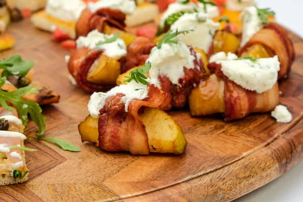Bacon Wrapped Apple and Brie Bites