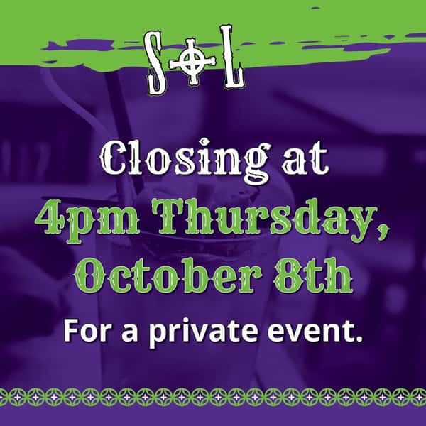 We’ll be closing early Thursday, October 8th for a private event! We’ll reopen Friday October 9th at 11am for regular hours. Contact us to book your private event. #buyouts #privatevents