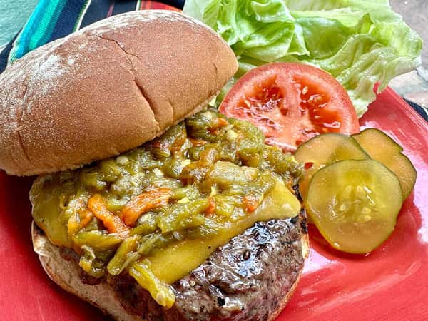 Smoked Green Chile Cheeseburger
