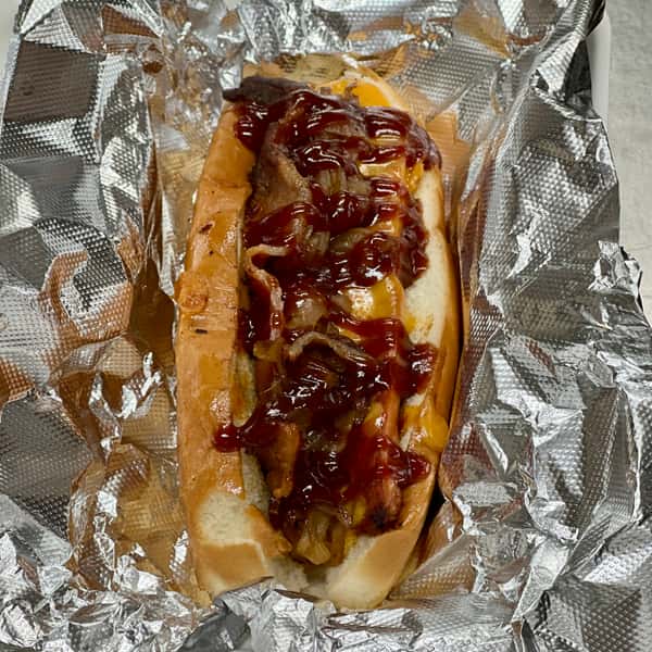 Chipotle Cheddar BBQ Bacon Dog
