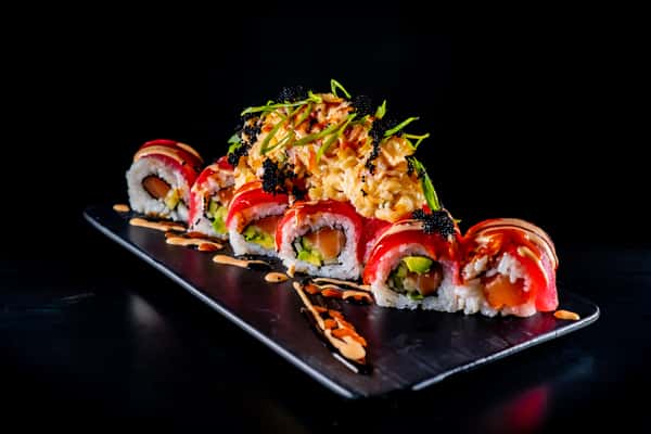 close up of one sushi roll