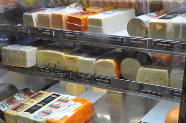 Assorted Cheese behind display