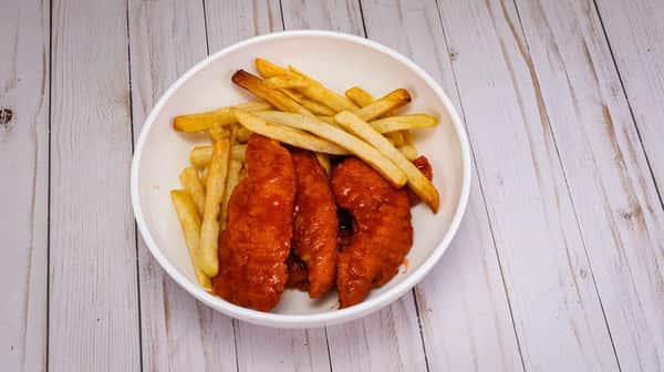 Chicken strips tossed in buffalo sauce. Served with French fries & Ranch