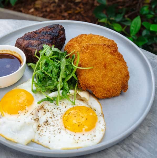 STEAK AND EGGS