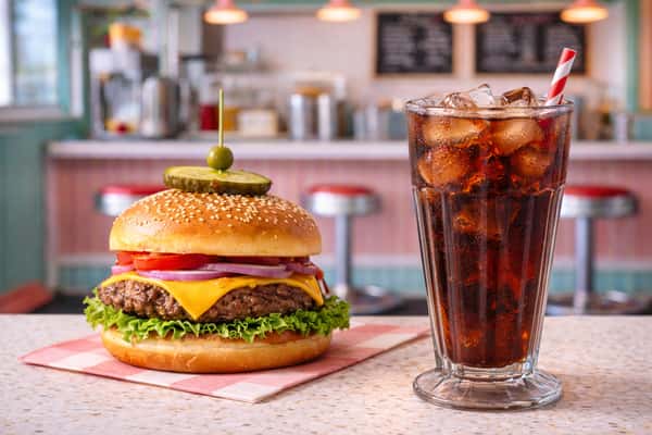 burger and soda