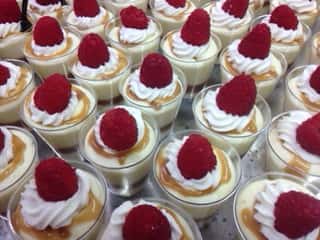 mini dessert with raspberry on top