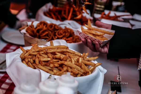 baskets of different french fry types