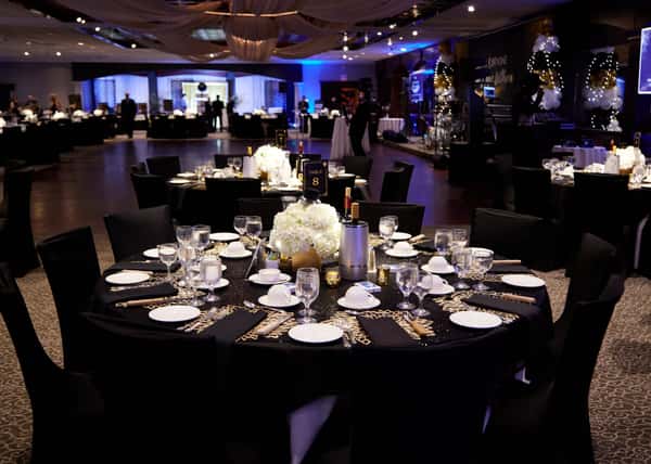 photo of ballroom with black linens