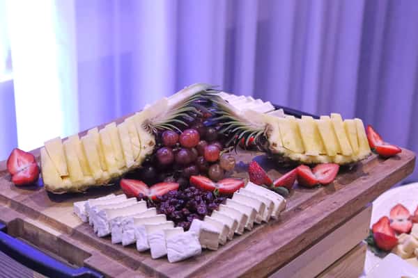 different cheeses on board