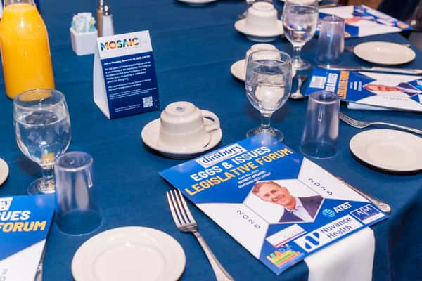 table set up with brochure