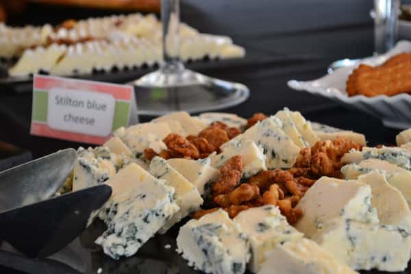 different cheeses on platter