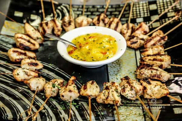 chicken skewer on plate