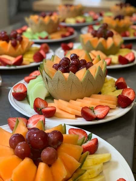 fruit display on white plate