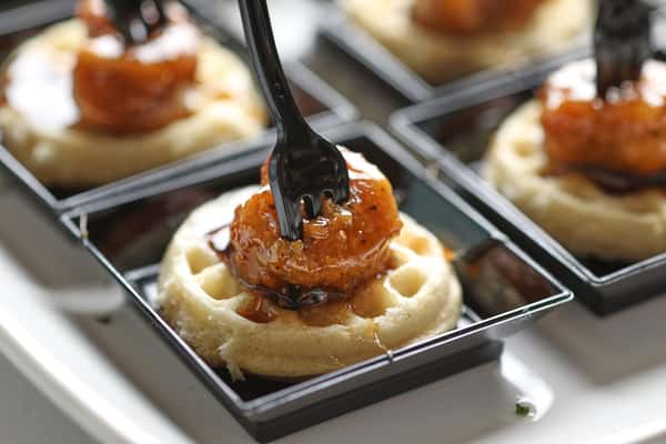 chicken and waffle on little tray cup