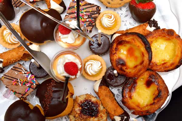 downward shot of desserts