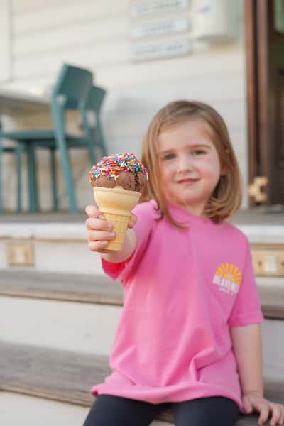 kid showing her ice cream
