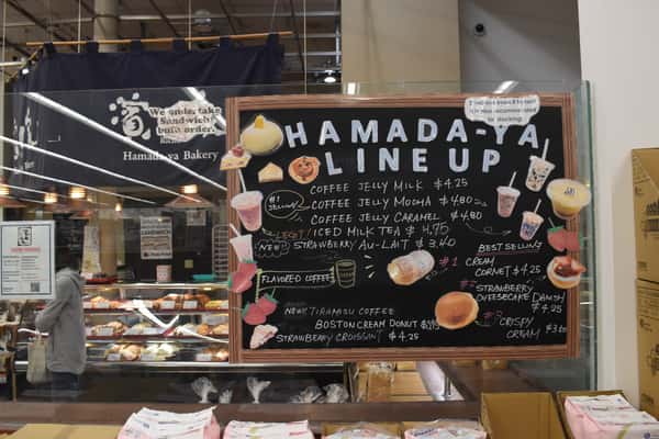 chalkboard menu display at Costa Mesa store