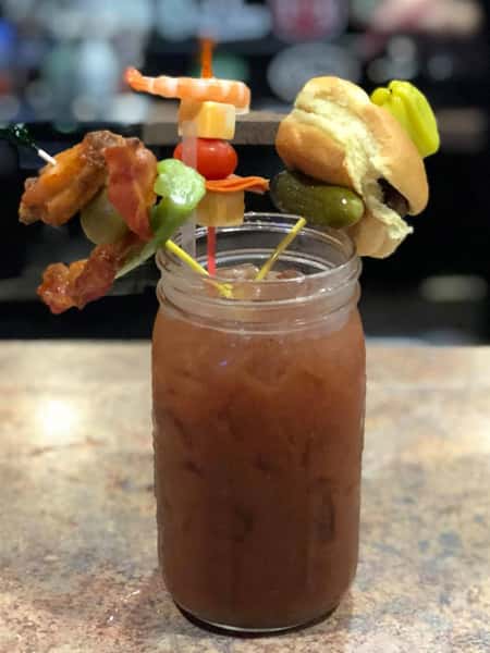 bloody mary with a slider and bacon