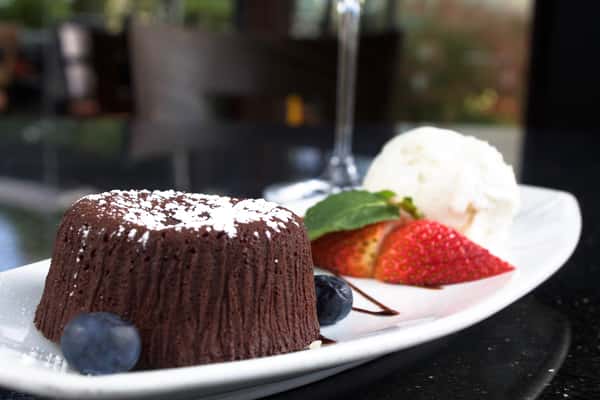 Lava Cake with Ice Cream and Berries