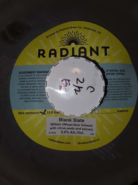 Blank Slate Witbier-Radiant-5% Draft