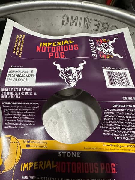 Notorious P.O.G. Imperial Berliner Weisse-Stone Brewing-8% 12oz