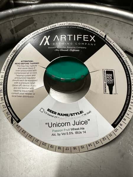 Unicorn Juice Passion Fruit Wheat Ale-Artifex Brewing CO.-5.5% Draft