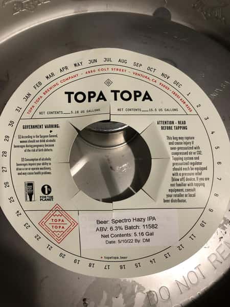 Spectro Hazy IPA- Topa Topa Brewing Co.- 6.3% Draft 