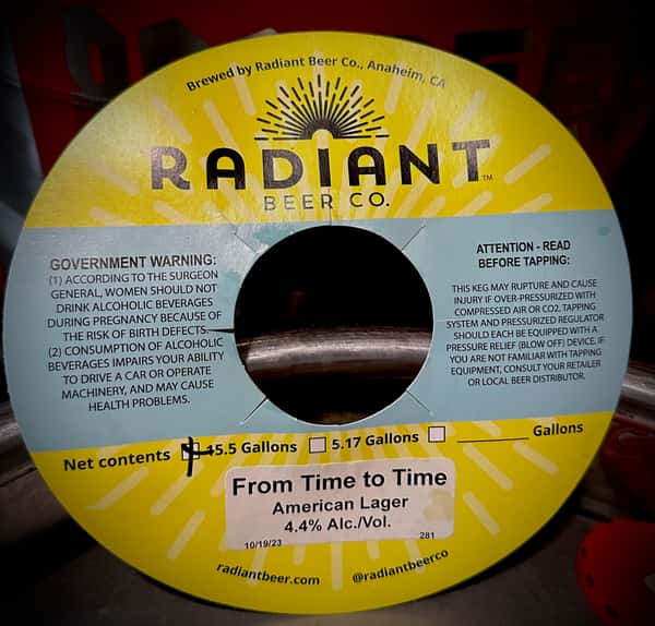 From Time to Time American Lager-Radiant Beer Co.-4.4% Draft