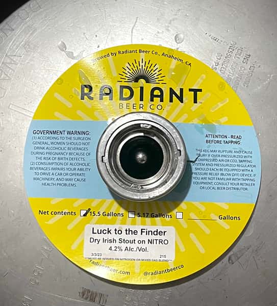 Luck to the Finder Dry Irish Stout Nitro- Radiant Beer Co.- 4.2% Draft
