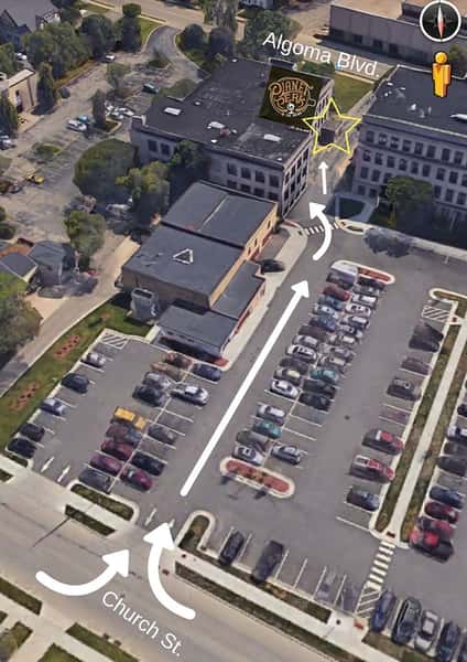 bird's eye view of the drive thru at the grind location